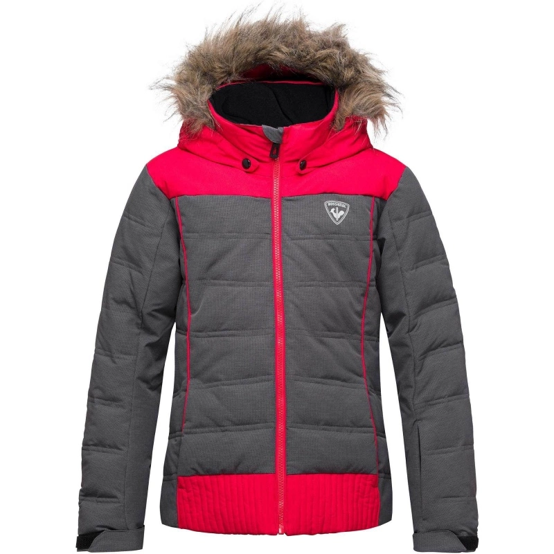 Rossignol GIRL BB POLYDOWN HEATHER JKT Gris/rose 3 Rossignol GIRL BB POLYDOWN HEATHER JKT Gris/rose