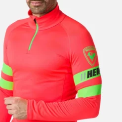 Sweat Rossignol CLASSIQUE HERO 1/2 ZIP Neon Red -Rossignol Vente sweat rossignol classique hero 12 zip neon red 2